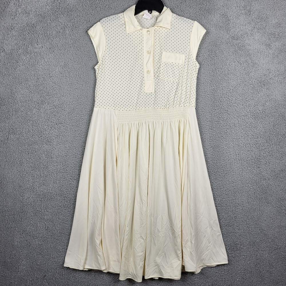 Terri Juniors of California 1/2 Button up short sleeve Polka dot dress Size 9